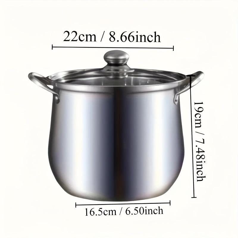 Multi-functional Stainless Steel New Style Soup Pot, Constructed from 410 Stainless Steel with Double-ear Design. Equipped with Scald- Handles and a Thickened Bottom to Ensure Fast Heat Conduction. An Excellent Choice Suitable for Everyday H