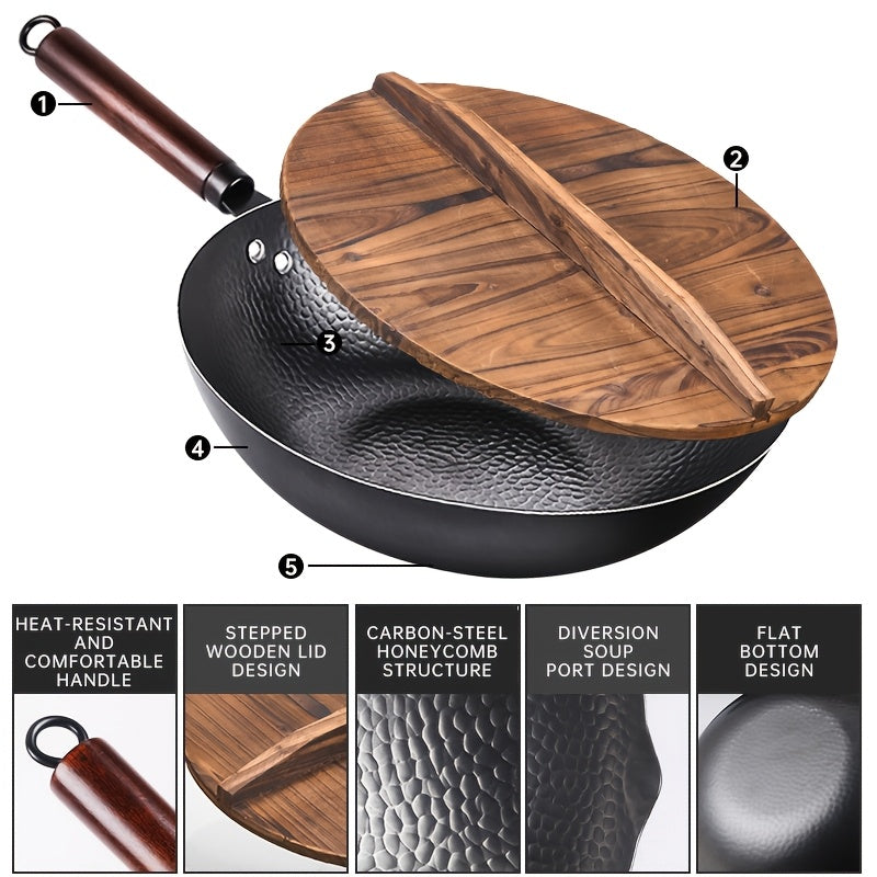 Cast Iron Frying Pan Wok Set - Nonstick, 12.6 Inch Pan With 13 Cookware Accessories, Suitable For All Stoves, Kitchen Utensils, Kitchen Tools, Kitchen Accessory, Kitchen Supplies Camping