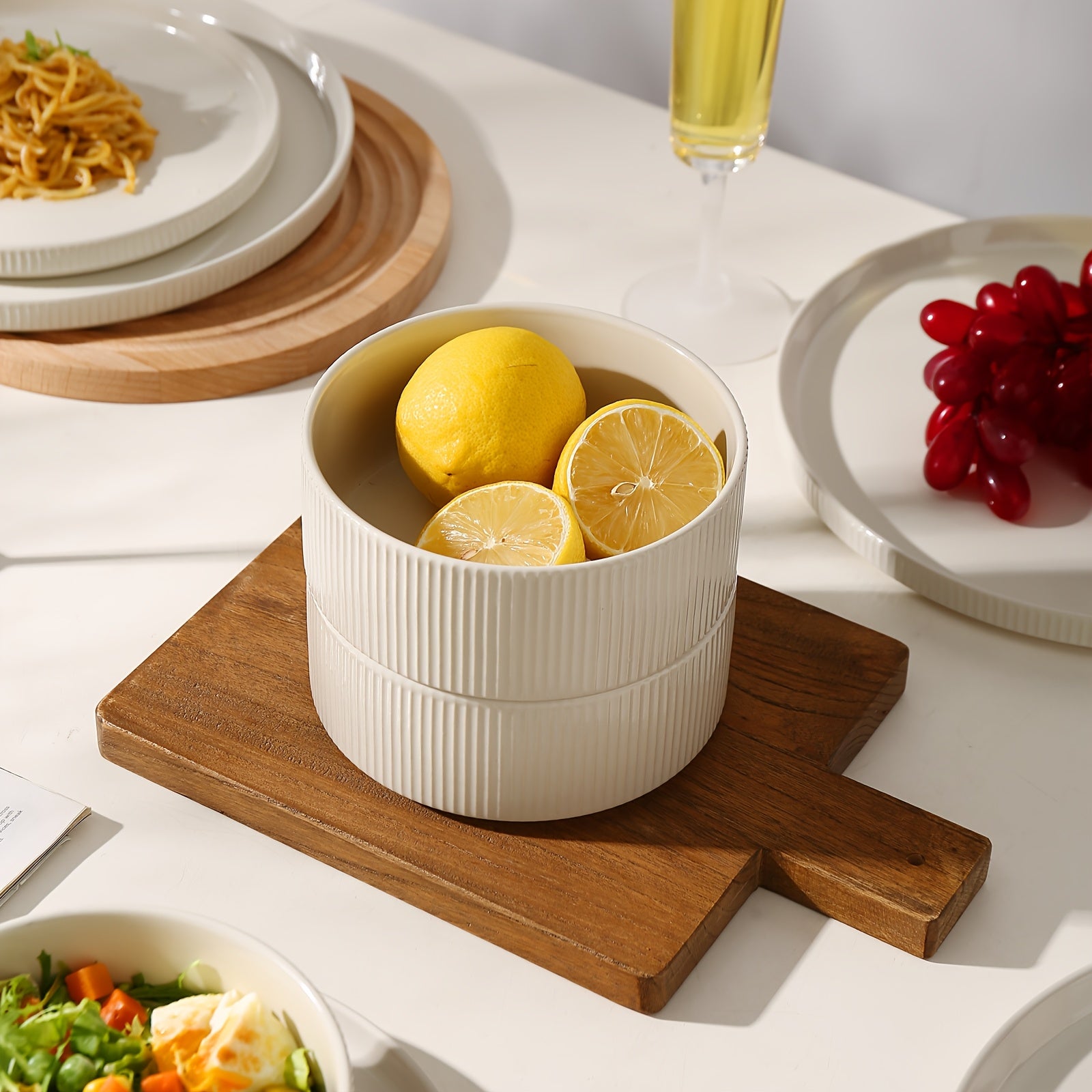 ALOFMO Ceramic Dinnerware Sets For 4, 12pcs Stoneware Plates And Bowls Sets, Reactive Glaze Dish Set, Chip And Scratch Resistant Double, Microwave And Dishwasher Safe, White