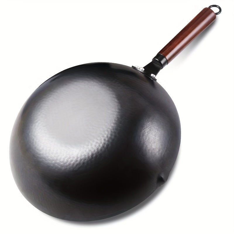 Cast Iron Wok 11pcs Cast Iron Wok, 12.6 Inch Chinese Wok Pan - Flat Bottom Carbon Steel Wok for Induction, Electric, Gas, Halogen, All Stoves, with Kitchen Utensils and Accessories