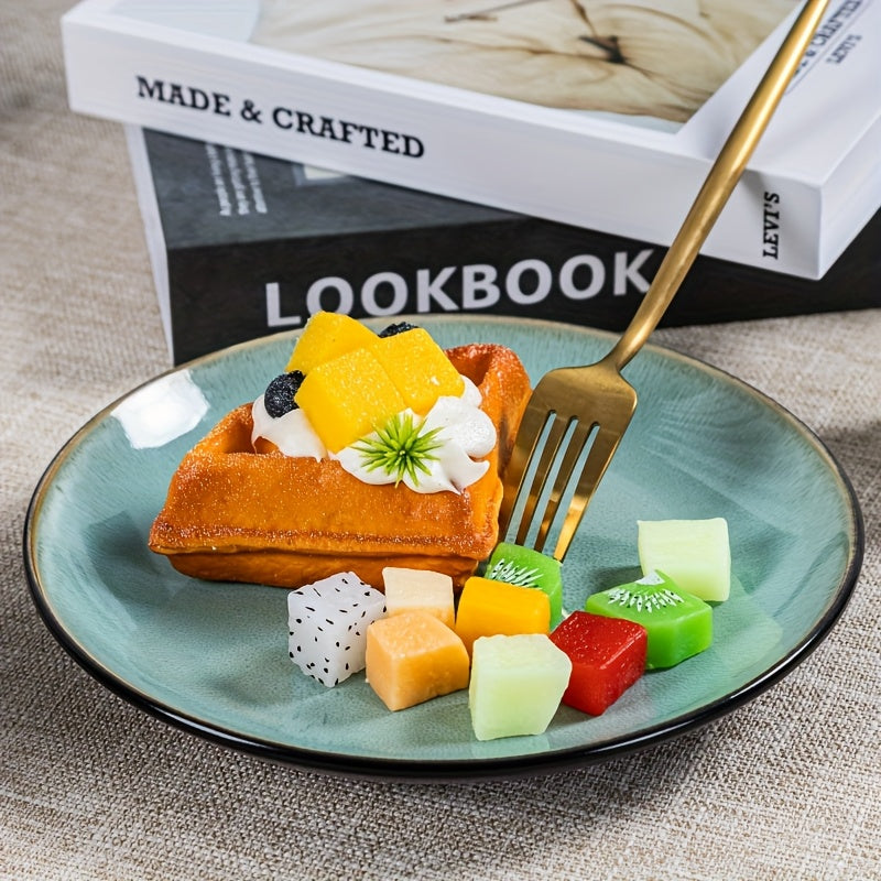 16pcs Handcrafted Kiln-transformed Green Ceramic Tableware Set, 4-person Ceramic Tableware Set - Including Dinner Plates, Salad Plates, And Cereal Bowls - Suitable For Microwave And Dishwasher, Scratch-resistant, Tableware Set, Perfect For Christm