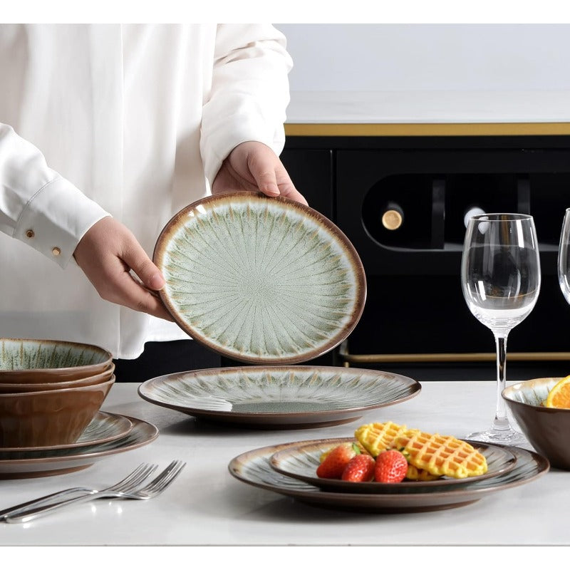 412pcs (for 412) Melamine Dinnerware Set - Complete Plates & Bowls Collection (Sage Green): Unbreakable \u002F, Dishwasher Safe Outdoor\u002FParty\u002FCamping Tableware, Lightweight Stackable Dinner Plates, Bowls & Side Plates