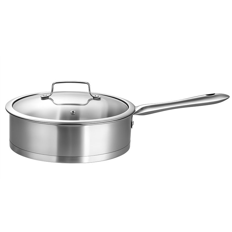 9.25 Inch Heavy-Duty Stainless Steel Nonstick Frying Pan with Lid - 304 Grade Thickened Base, Oven Safe & Induction Compatible, Gas\u002FElectric Stove Compatible, Dishwasher Safe, Even Heat Distribution, Scratch-Resistant Surface