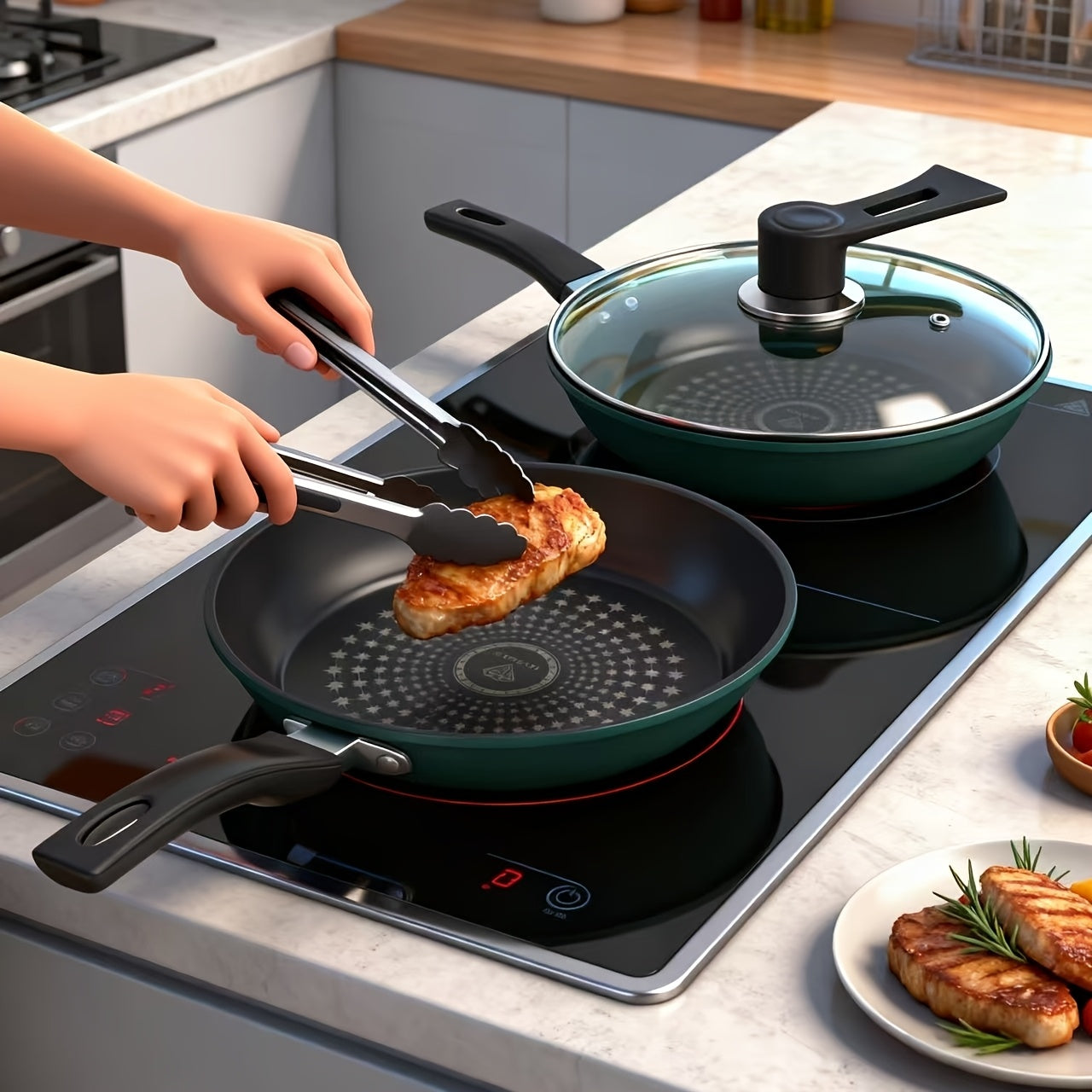 Multi-Purpose Frying Pan - German Crystal Diamond Upgraded Non-Stick Wok, Induction Cooktop & Gas Stove Compatible, Low Smoke Household Frying Pan, Oil-Free Multi-Functional Popular Wok, Maifan Stone Non-Stick Pan for Induction and Gas Stoves