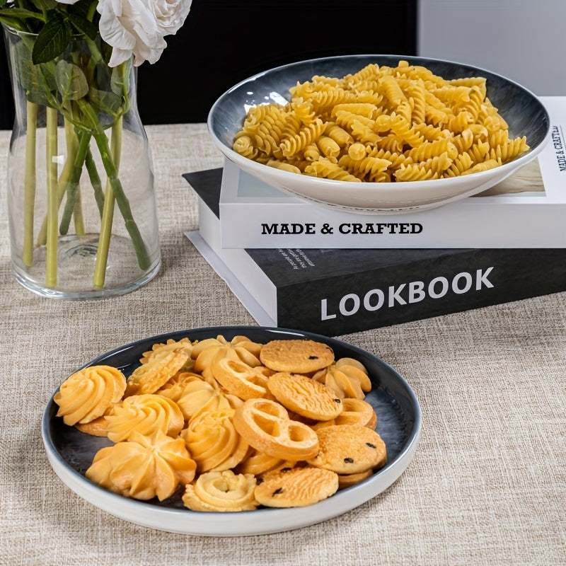 16 High-quality Gradient Blue Ceramic Plates, Bowls And Dishes, Ceramic Tableware, Suitable for 4 People Kitchen Tableware Set, Dishwasher And Microwave Safe, Suitable for Family Gatherings Kitchen Tableware Set, Wedding, Party, Christmas Tableware