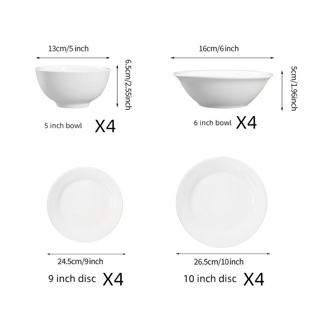 16pcs Off-White Porcelain Dinnerware Set - 6\