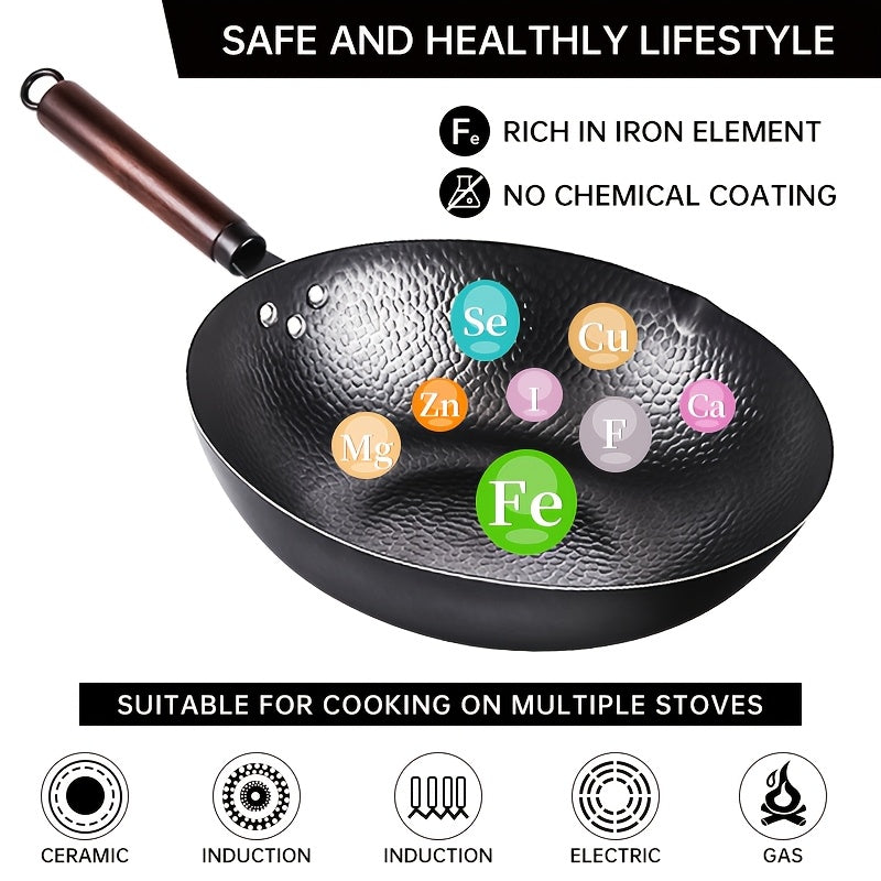 Cast Iron Frying Pan Wok Set - Nonstick, 12.6 Inch Pan With 13 Cookware Accessories, Suitable For All Stoves, Kitchen Utensils, Kitchen Tools, Kitchen Accessory, Kitchen Supplies Camping