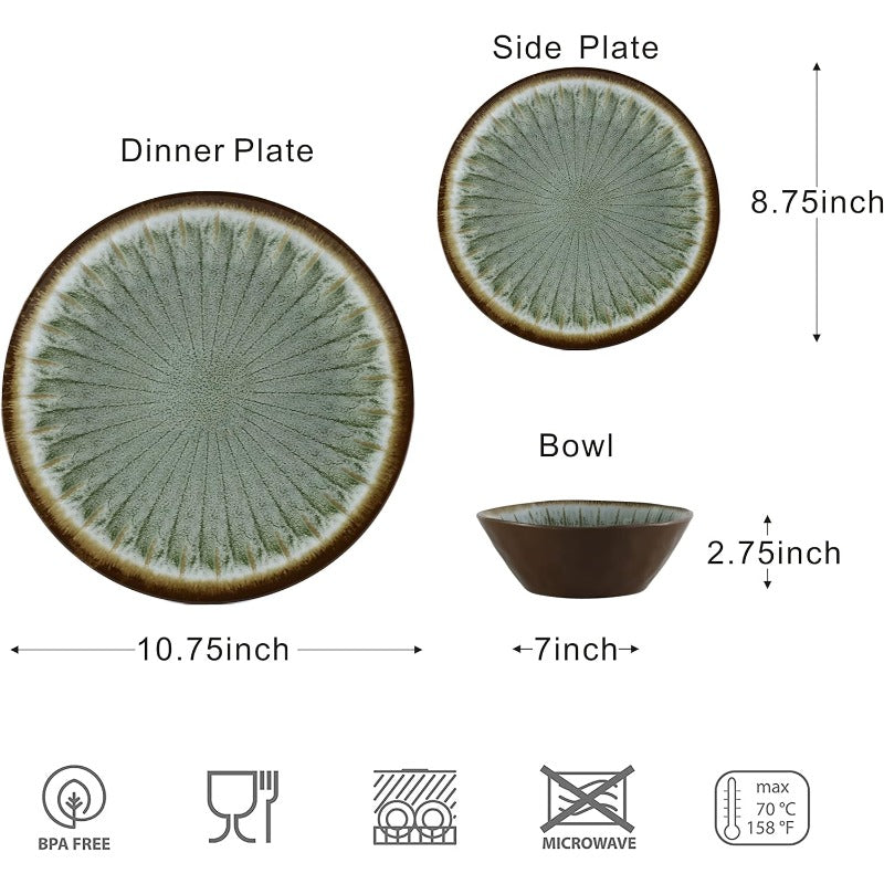 412pcs (for 412) Melamine Dinnerware Set - Complete Plates & Bowls Collection (Sage Green): Unbreakable \u002F, Dishwasher Safe Outdoor\u002FParty\u002FCamping Tableware, Lightweight Stackable Dinner Plates, Bowls & Side Plates