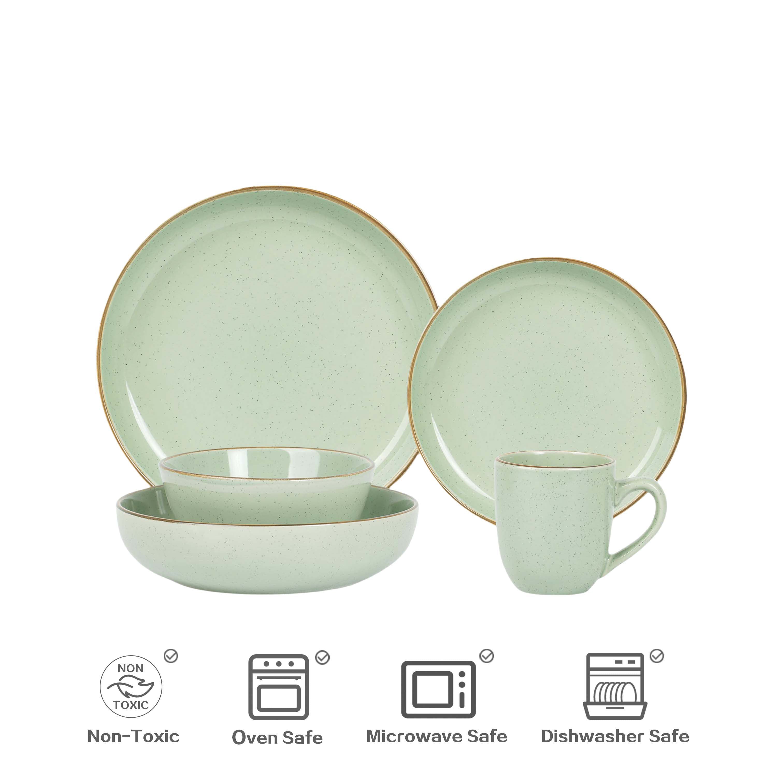 20-Piece Kitchen Must Haves Euro Nordic Reactive Glaze Dinnerware Set-10.5in Dinner Plate\u002F8in Salad Plate\u002F8in Dinner Bowl\u002F6in Cereal Bowl\u002FMugs kitchen accessories Service for 4 People