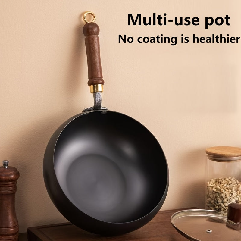 Handmade Traditional Iron Pot with Large Belly, Mirror Surface, Non-stick, No Coating, Splash-proof, from the Source.