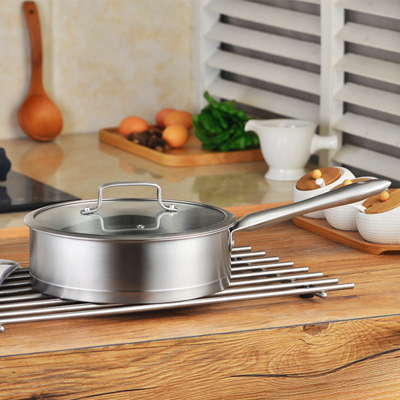 9.25 Inch Heavy-Duty Stainless Steel Nonstick Frying Pan with Lid - 304 Grade Thickened Base, Oven Safe & Induction Compatible, Gas\u002FElectric Stove Compatible, Dishwasher Safe, Even Heat Distribution, Scratch-Resistant Surface