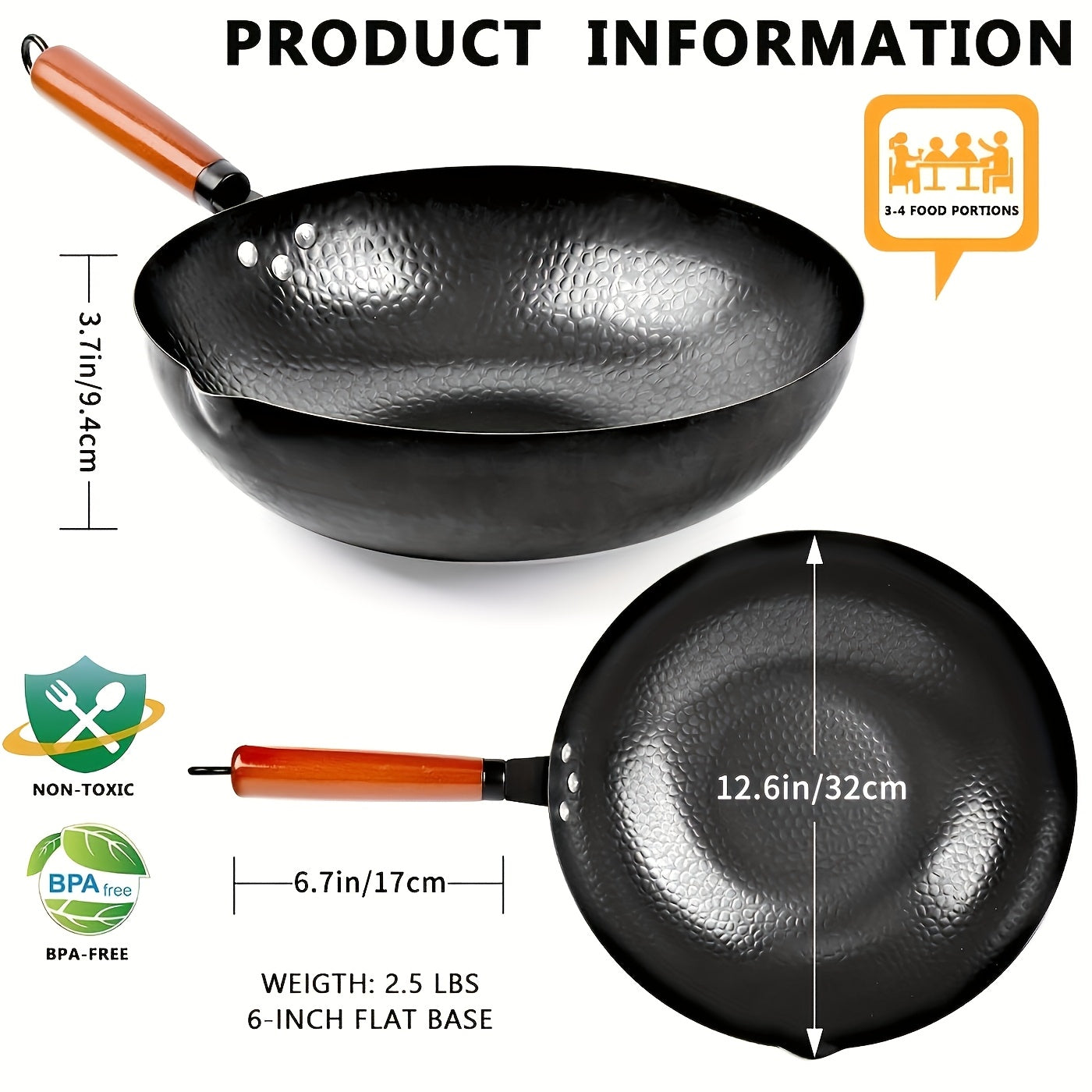 Cast Iron Frying Pan Wok Set - Nonstick, 12.6 Inch Pan With 13 Cookware Accessories, Suitable For All Stoves, Kitchen Utensils, Kitchen Tools, Kitchen Accessory, Kitchen Supplies Camping