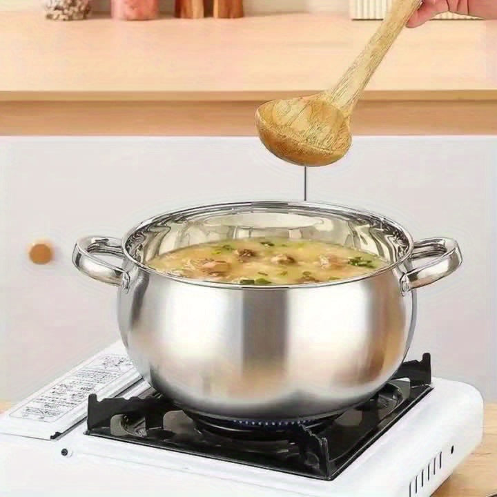 Multi-functional Stainless Steel New Style Soup Pot, Constructed from 410 Stainless Steel with Double-ear Design. Equipped with Scald- Handles and a Thickened Bottom to Ensure Fast Heat Conduction. An Excellent Choice Suitable for Everyday H
