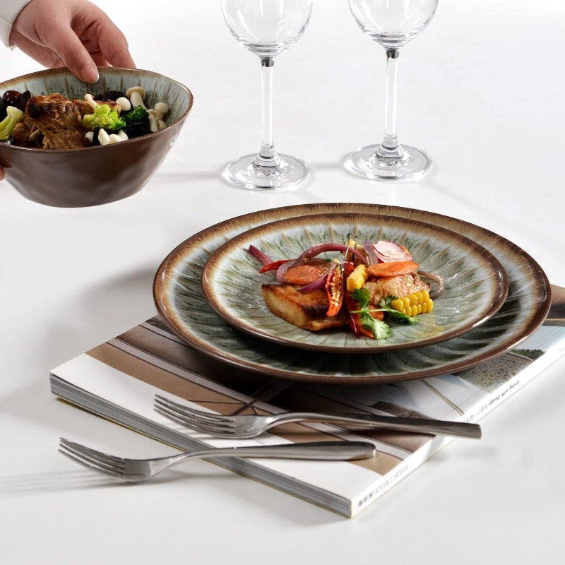 412pcs (for 412) Melamine Dinnerware Set - Complete Plates & Bowls Collection (Sage Green): Unbreakable \u002F, Dishwasher Safe Outdoor\u002FParty\u002FCamping Tableware, Lightweight Stackable Dinner Plates, Bowls & Side Plates