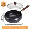 11-inch Multi-functional Large Capacity Uncoated Cooking Pan with Glass Lid, Non-stick, Suitable for Any Stovetop