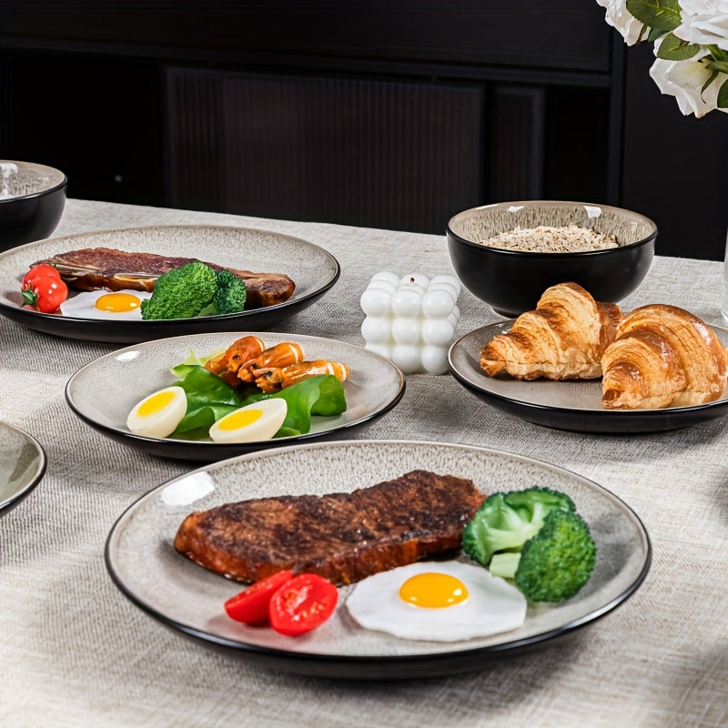 New 16-piece Colorful Glazed Dinnerware Set, Ceramic Bowl And Plate Tableware Set, 4-person Kitchen Dining Set, Perfect For Family Gatherings, Parties With Friends, Weddings, Holidays, And As Gifts For Halloween\u002F Thanksgiving\u002F Christmas