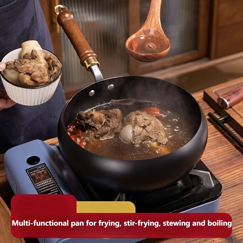 Handmade Traditional Iron Pot with Large Belly, Mirror Surface, Non-stick, No Coating, Splash-proof, from the Source.