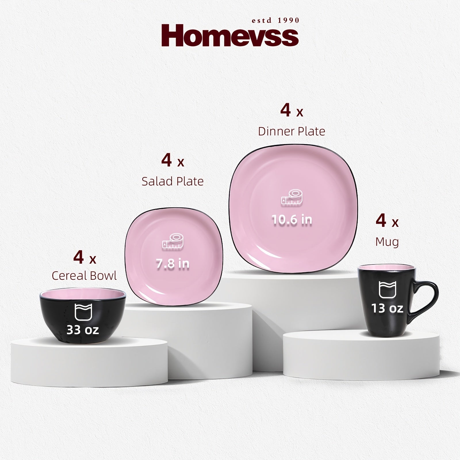 16pcs Square Ceramic Dinnerware Set | 4-Person Dinner Set with Dual-Tone Glaze, Dishwasher & Microwave Safe, Modern Square Plates & Bowls for Everyday Use