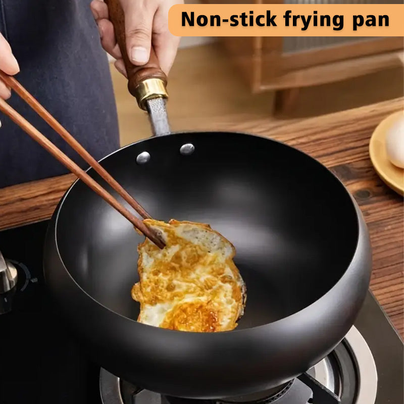 11-inch Multi-functional Large Capacity Uncoated Cooking Pan with Glass Lid, Non-stick, Suitable for Any Stovetop