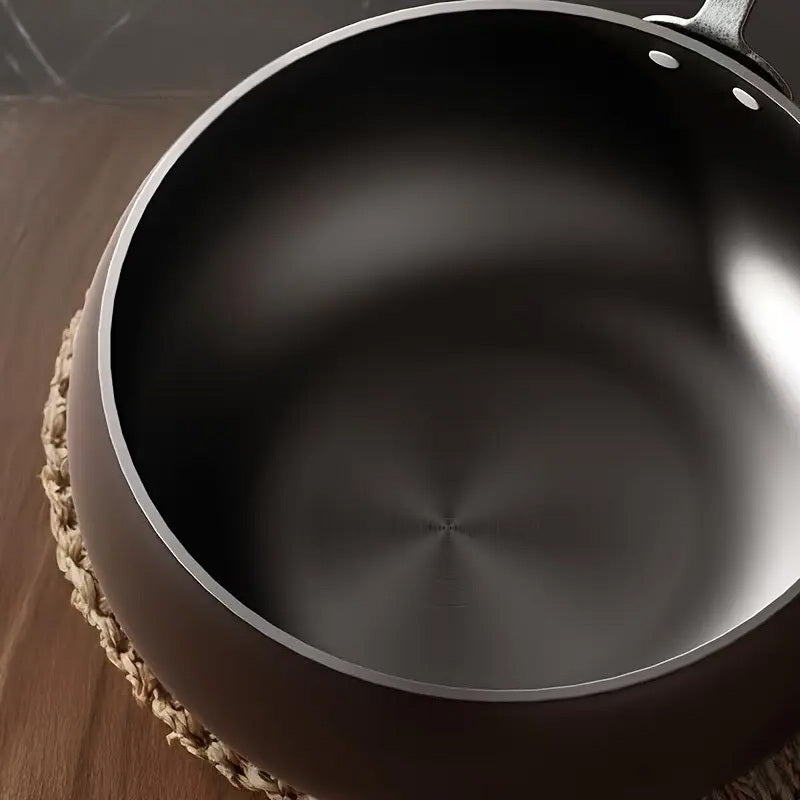 11-inch Multi-functional Large Capacity Uncoated Cooking Pan with Glass Lid, Non-stick, Suitable for Any Stovetop