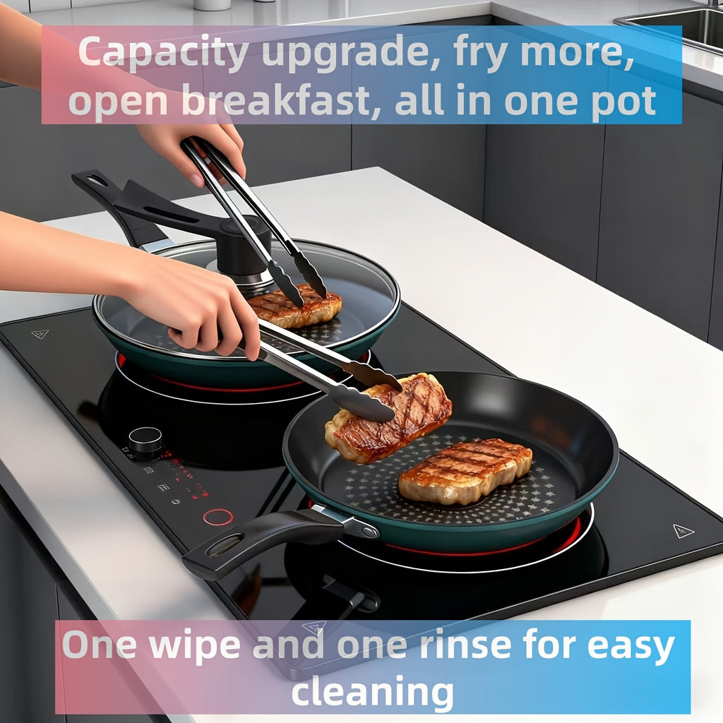 Multi-Purpose Frying Pan - German Crystal Diamond Upgraded Non-Stick Wok, Induction Cooktop & Gas Stove Compatible, Low Smoke Household Frying Pan, Oil-Free Multi-Functional Popular Wok, Maifan Stone Non-Stick Pan for Induction and Gas Stoves