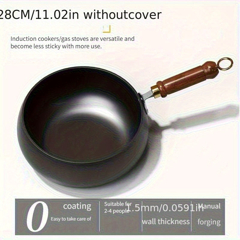 Handmade Traditional Iron Pot with Large Belly, Mirror Surface, Non-stick, No Coating, Splash-proof, from the Source.