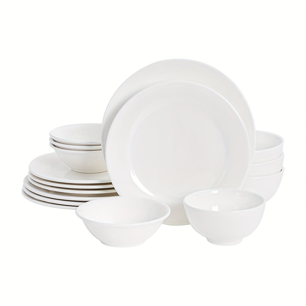 16pcs Off-White Porcelain Dinnerware Set - 6\