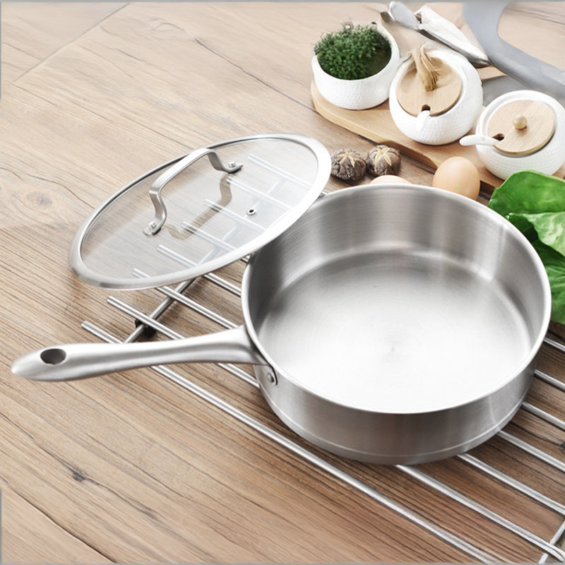 9.25 Inch Heavy-Duty Stainless Steel Nonstick Frying Pan with Lid - 304 Grade Thickened Base, Oven Safe & Induction Compatible, Gas\u002FElectric Stove Compatible, Dishwasher Safe, Even Heat Distribution, Scratch-Resistant Surface