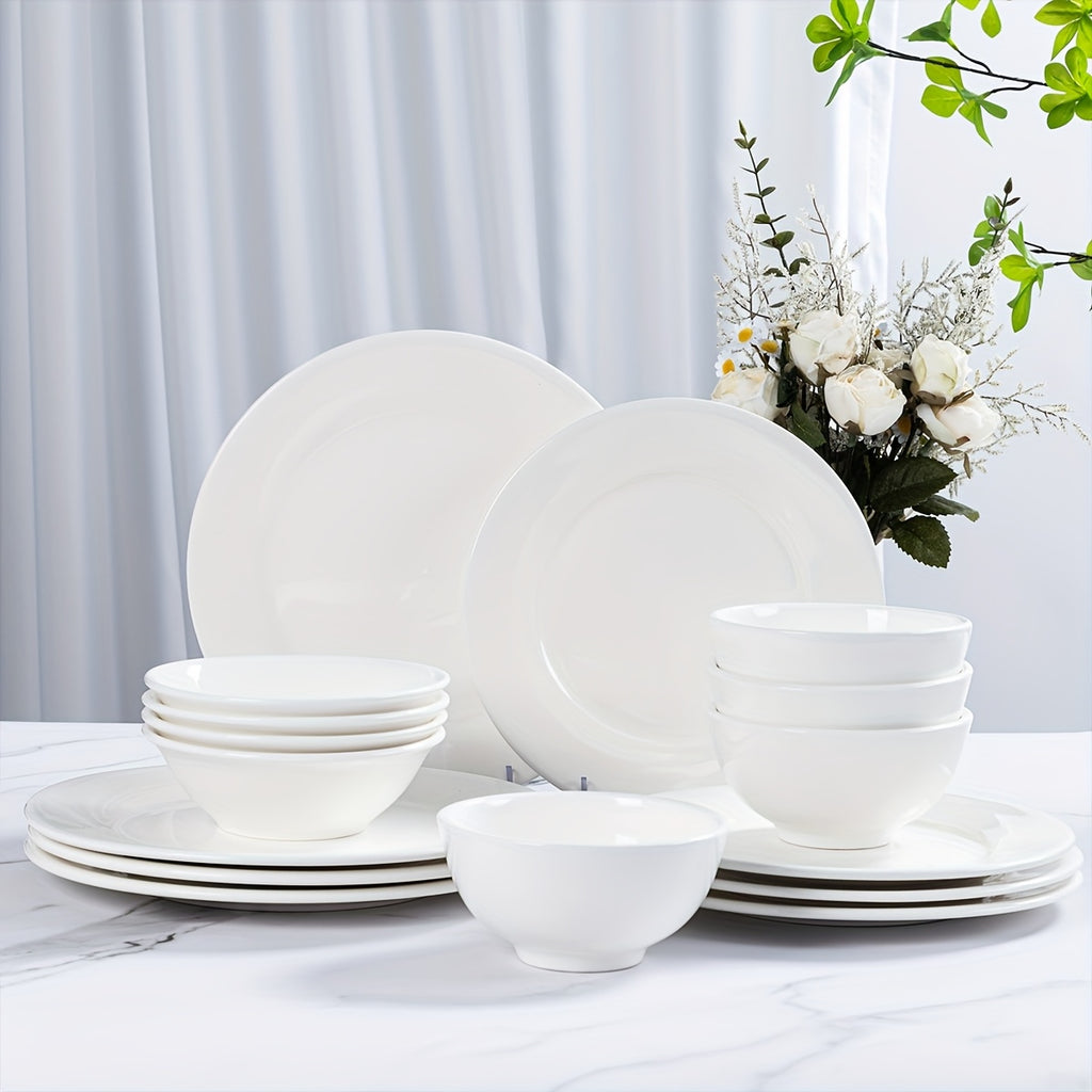 16pcs Off-White Porcelain Dinnerware Set - 6\