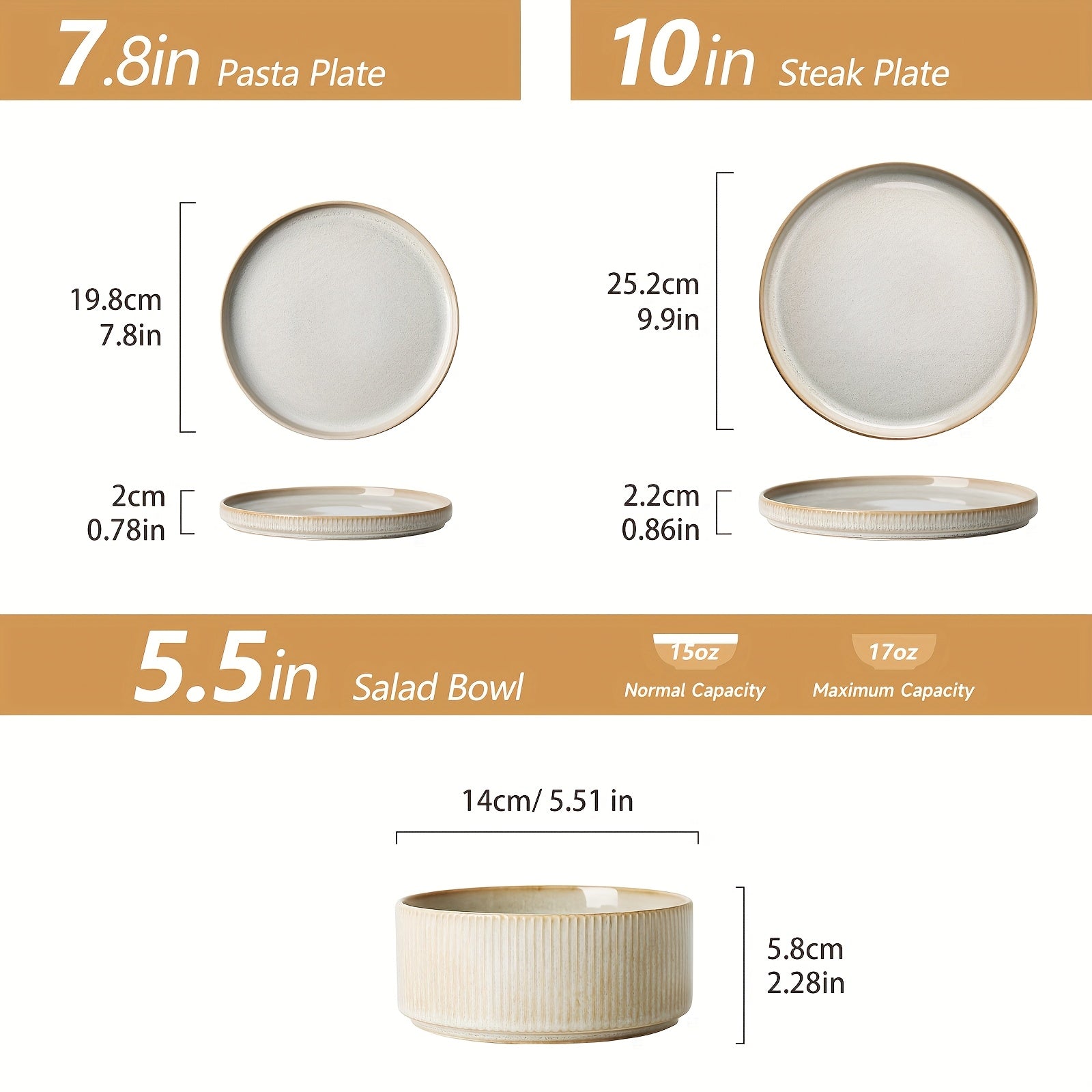 12pcs Striped Cream Beige Ceramic Dinnerware Set, Plate Spaghetti Bowl Soup Bowl Reaction Glaze Dinnerware Set, Modern High-end Ceramic Stoneware, Dishwasher And Microwave Can Be Used, Suitable for Gifts, Parties, Weddings, Family Dinners