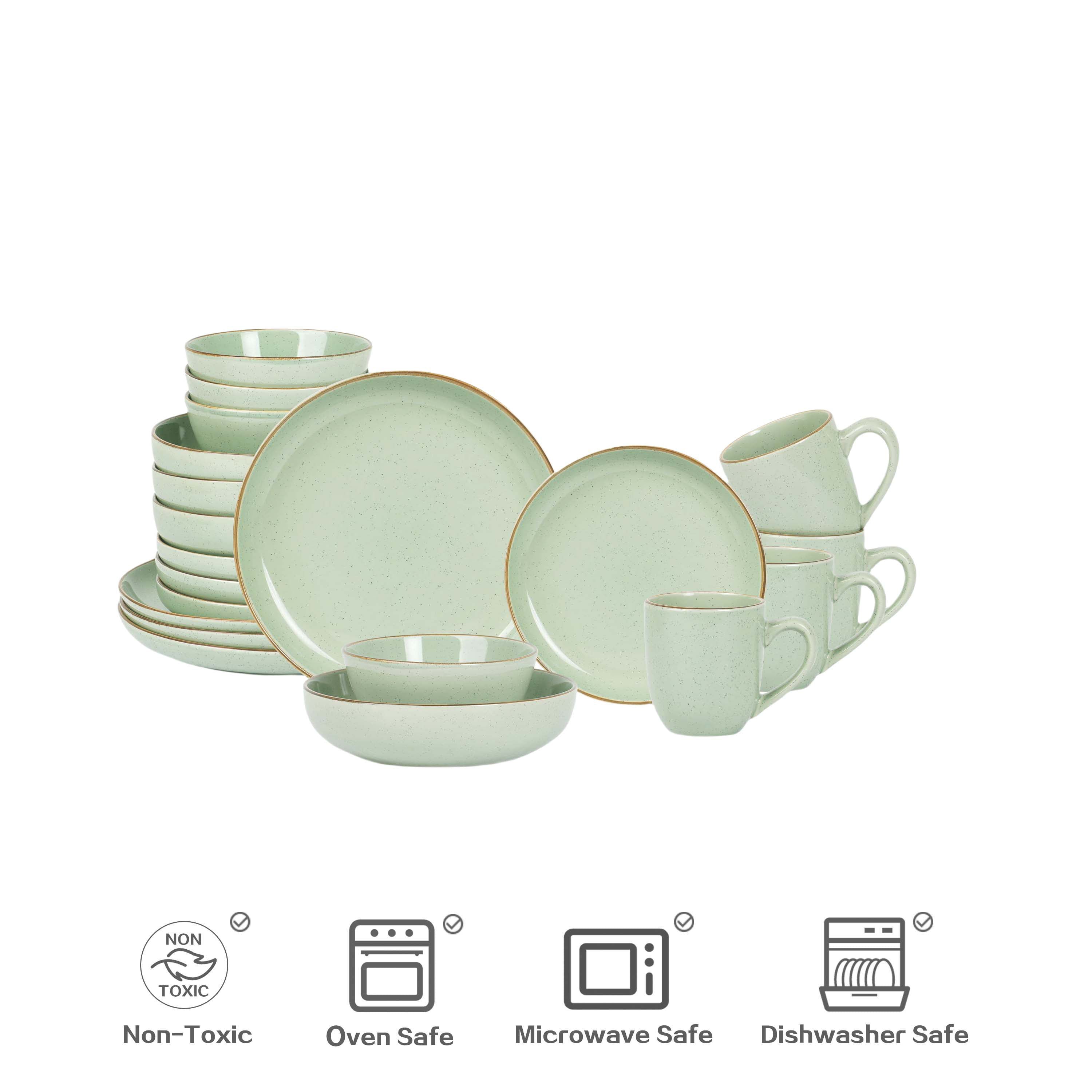 20-Piece Kitchen Must Haves Euro Nordic Reactive Glaze Dinnerware Set-10.5in Dinner Plate\u002F8in Salad Plate\u002F8in Dinner Bowl\u002F6in Cereal Bowl\u002FMugs kitchen accessories Service for 4 People