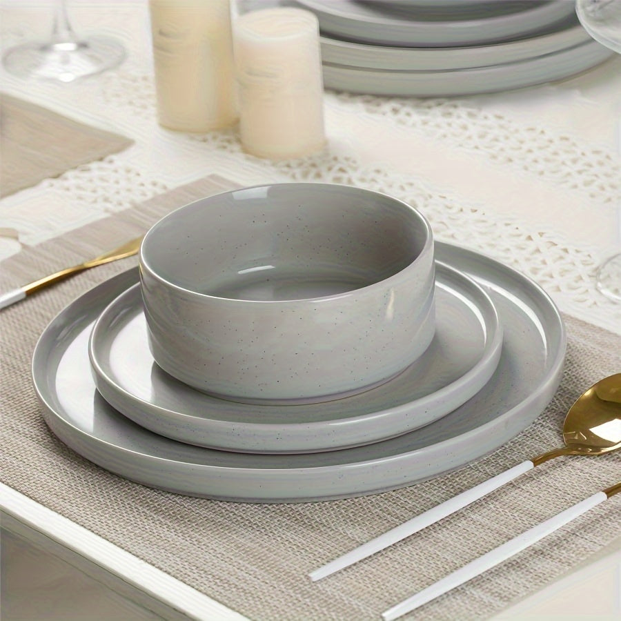 Set of 12 Plates And Bowls, Dinnerware for Four, in White