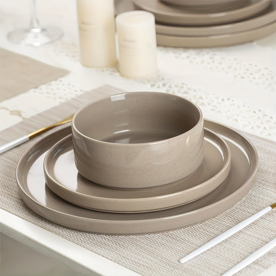 Set of 12 Plates And Bowls, Dinnerware for Four, in White