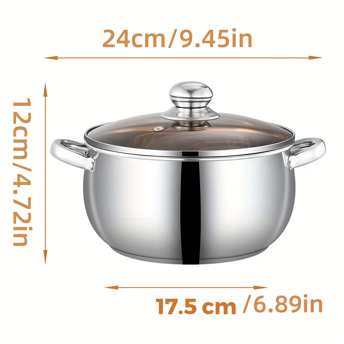 Multi-functional Stainless Steel New Style Soup Pot, Constructed from 410 Stainless Steel with Double-ear Design. Equipped with Scald- Handles and a Thickened Bottom to Ensure Fast Heat Conduction. An Excellent Choice Suitable for Everyday H